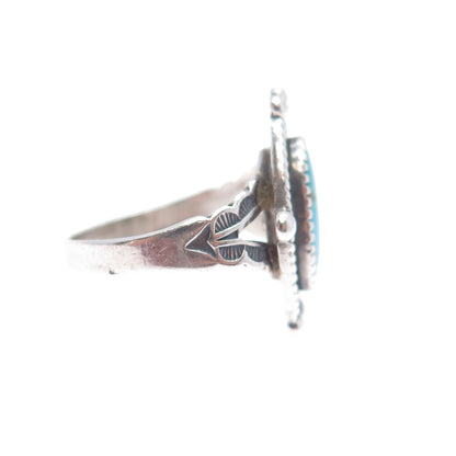 Old Pawn 925 Sterling Silver Vintage Southwestern Turquoise Tribal Ring Size 6