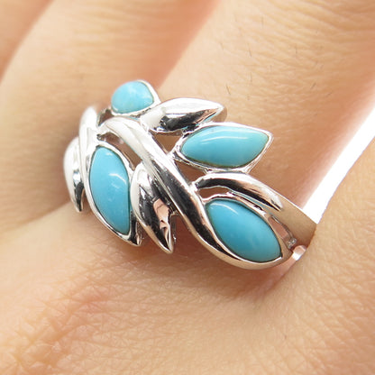 925 Sterling Silver Real Sleeping Beauty Turquoise Laurel Ring Size 10.25