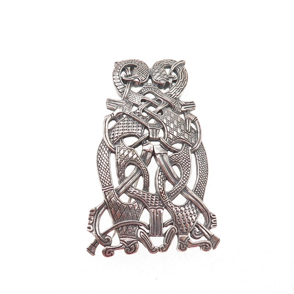 Lars Harsheim 925S Sterling Vintage Norway Viking Dragon Pin Brooch / Pendant