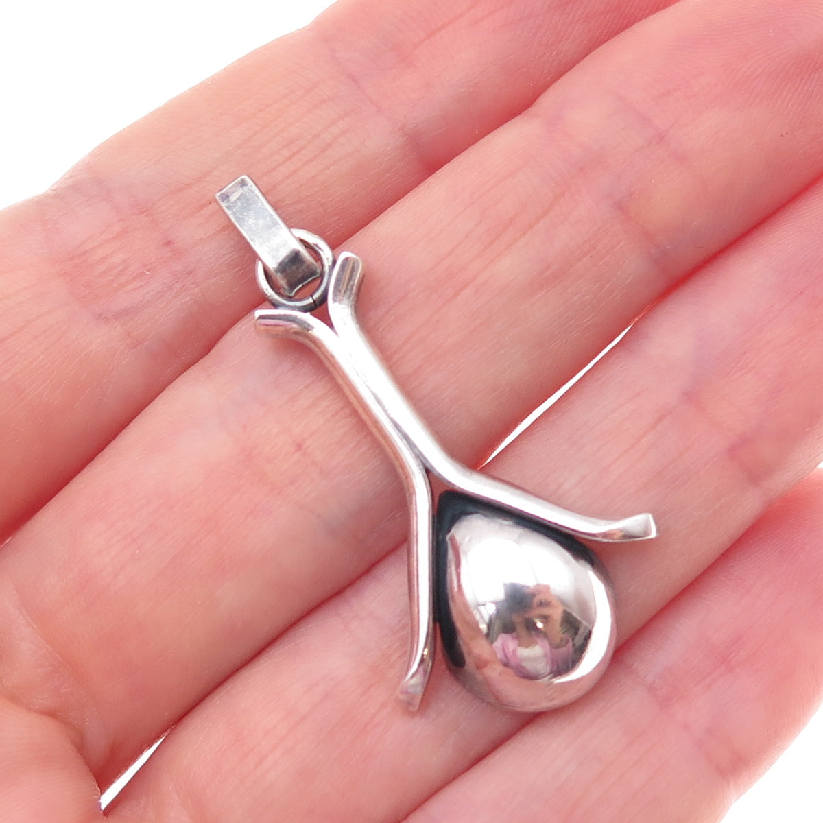 925 Sterling Silver Vintage Modernist Oxidized Charm Pendant