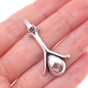 925 Sterling Silver Vintage Modernist Oxidized Charm Pendant