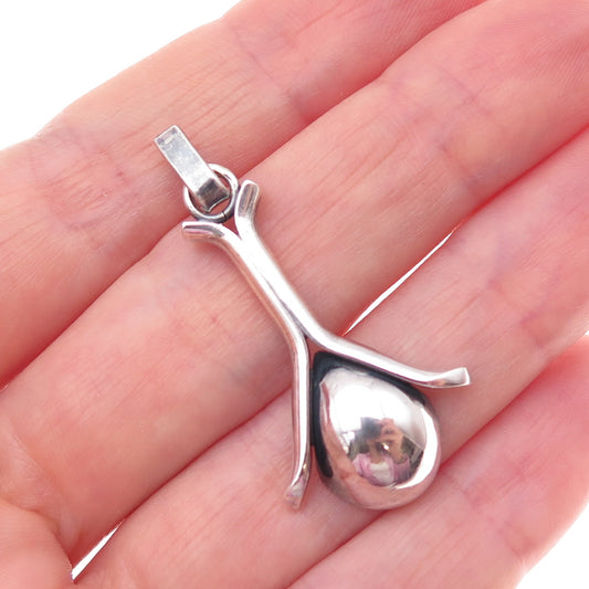925 Sterling Silver Vintage Modernist Oxidized Charm Pendant