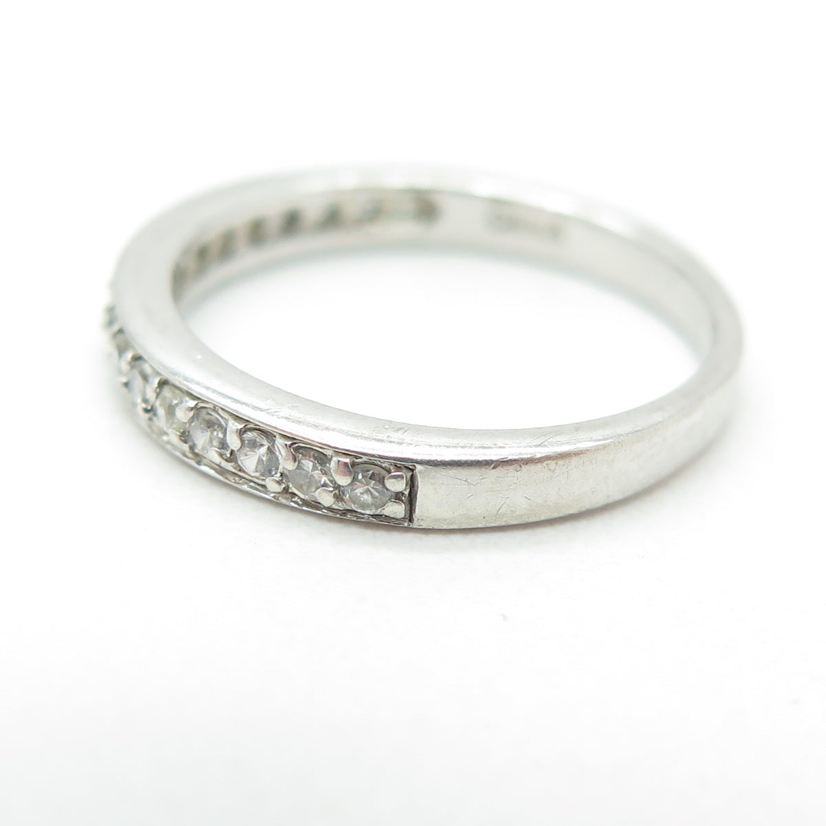 925 Sterling Silver Round-Cut C Z Half Eternity Band Ring Size 7