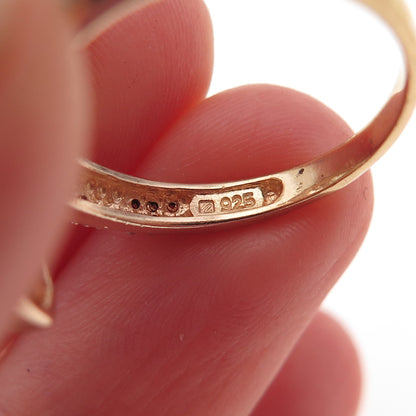 925 Sterling Silver Gold Plated Black Rhodium Real Diamond Snake Ring Size 7
