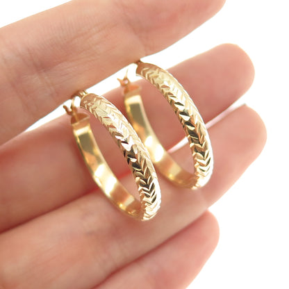 925 Sterling Silver Gold Plated Diamond-Cut Hoop Earrings