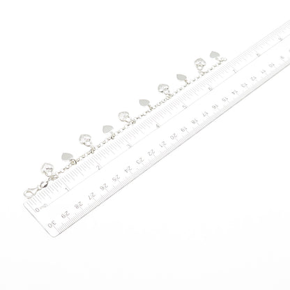 925 Sterling Silver Vintage Italy Heart Lock Dangle Charm Bracelet 6.75"