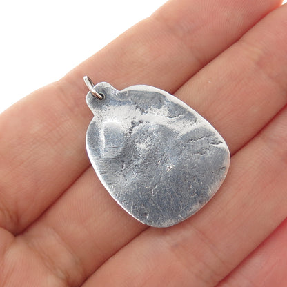 925 Sterling Silver Vintage Modernist Abstract Oxidized Charm Pendant