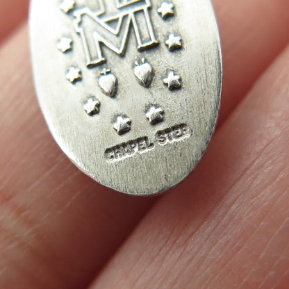 CHAPEL 925 Sterling Silver Antique Art Deco Saint Mary Minimalist Charm Pendant
