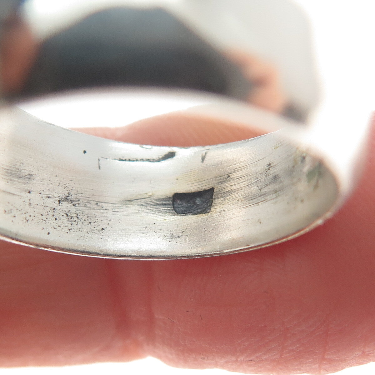 925 Sterling Silver Vintage Real Lepidolite Modernist Arrow Ring Size 8.75
