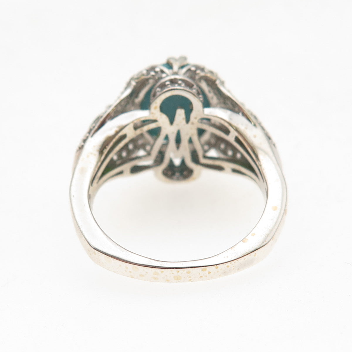 925 Sterling Silver Real Turquoise Peridot & White Topaz Ring Size 8.25