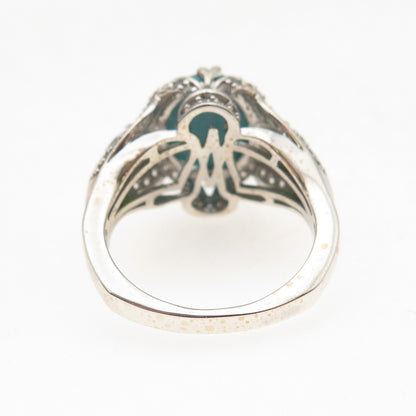 925 Sterling Silver Real Turquoise Peridot & White Topaz Ring Size 8.25