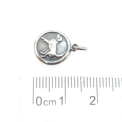 925 Sterling Silver Vintage Aquarius Zodiac & Dog Chinese Horoscope Mini Pendant