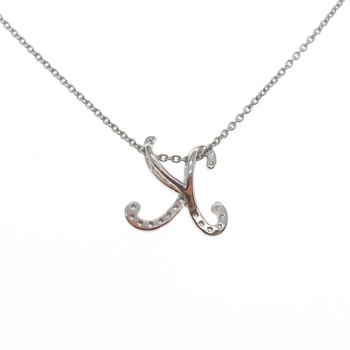 CAROL BRODIE MLD Sterling Silver Real Diamond Letter K Pendant Necklace 16-18"