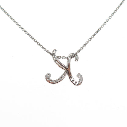 CAROL BRODIE MLD Sterling Silver Real Diamond Letter K Pendant Necklace 16-18"