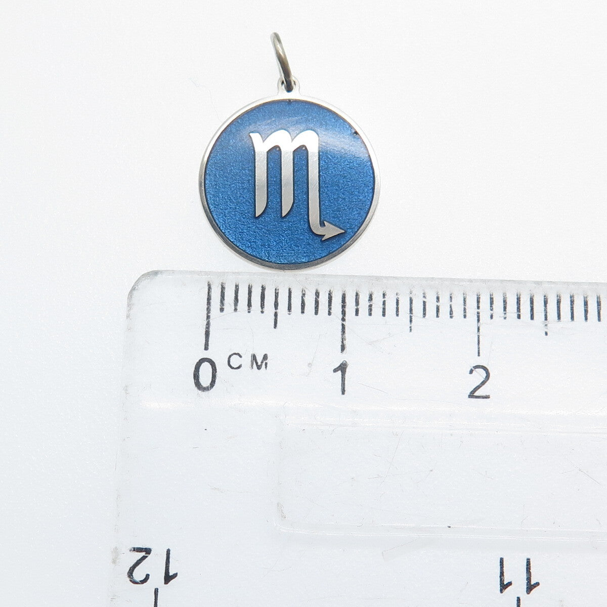 925 Sterling Silver Blue Enamel Scorpio Zodiac Sign Minimalist Charm Pendant