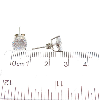 925 Sterling Silver Round-Cut C Z Stud Earrings