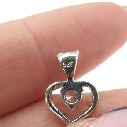 925 Sterling Silver Vintage Round-Cut Shaped C Z Heart Pendant