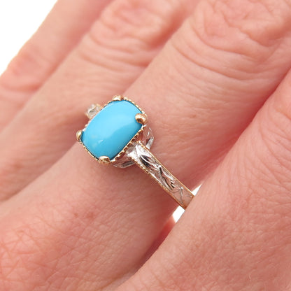 Chuck Clemency 925 Sterling 2-Tone Real Sleeping Beauty Turquoise Ring Size 8.25