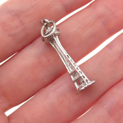 925 Sterling Silver Vintage Seattle Space Needle 3D Charm Pendant