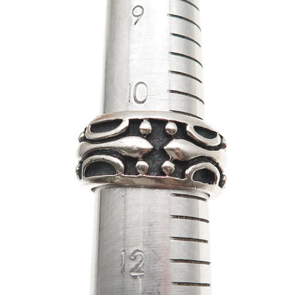925 Sterling Silver Vintage Modernist Oxidized Wide Band Ring Size 11.25