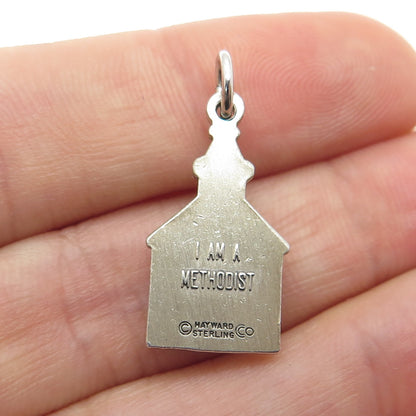 HAYWARD 925 Sterling Silver Antique "I am a Methodist" Church Religious Pendant