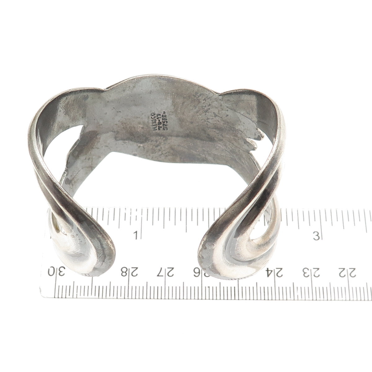 925 Sterling Silver Vintage Mexico Modernist Wavy Adjustable Cuff Bracelet 6.75"