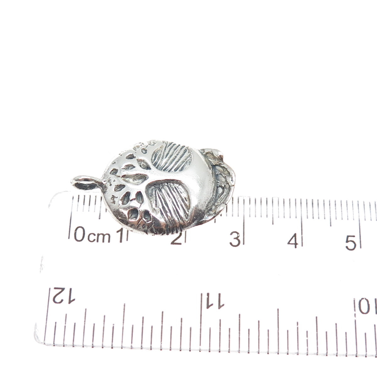 925 Sterling Silver Vintage Protect Our Trees Oxidized Charm Pendant