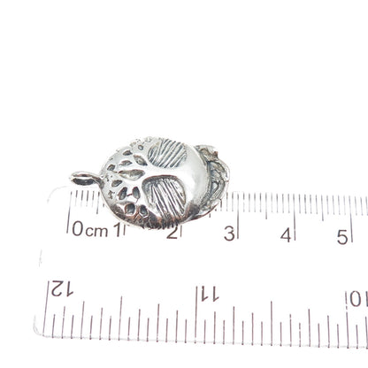 925 Sterling Silver Vintage Protect Our Trees Oxidized Charm Pendant