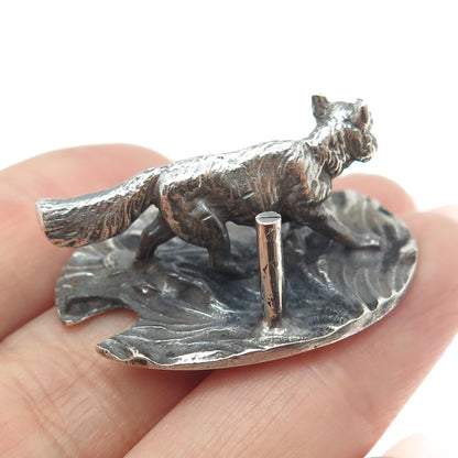 800 Silver Antique Italy Hunting Fox Oxidized Miniature Figurine