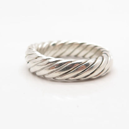925 Sterling Silver Vintage Mexico Twisted Band Ring Size 9.25