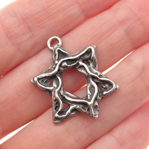 KIM 925 Sterling Silver Vintage Star of David Oxidized Charm Pendant