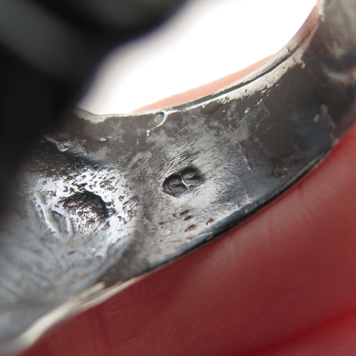 925 Sterling Silver Vintage Modernist Ribbed Dome Oxidized Ring Size 8.5