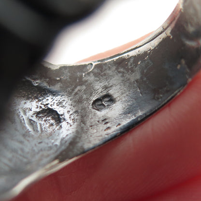 925 Sterling Silver Vintage Modernist Ribbed Dome Oxidized Ring Size 8.5