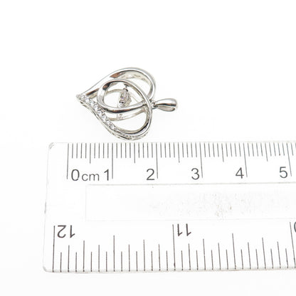SAI 925 Sterling Silver Round-Cut C Z Heart Mini Charm Pendant