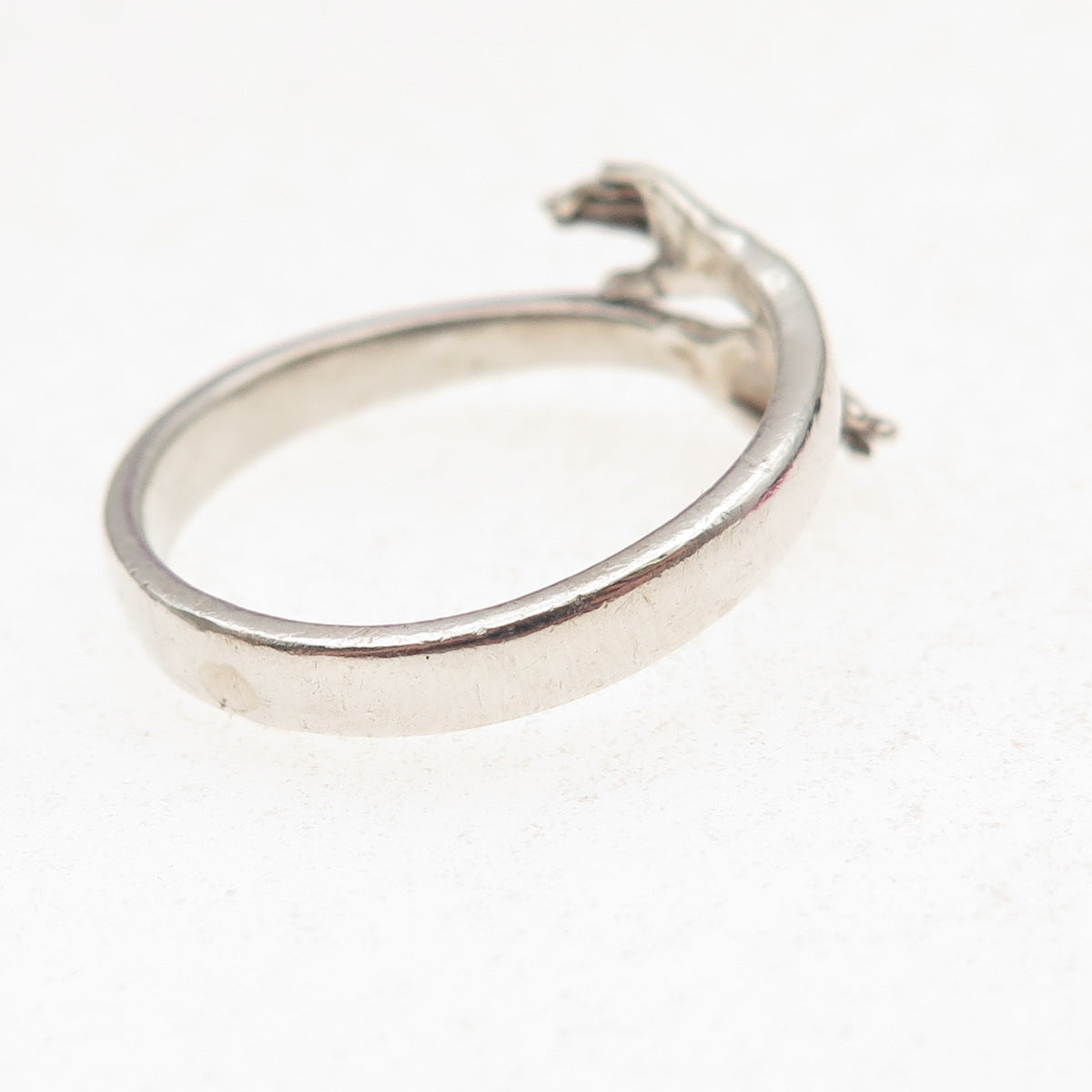 925 Sterling Silver Vintage Hug Oxidized Adjustable Ring Size 8.5