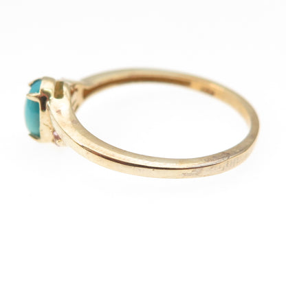 Chuck Clemency 925 Sterling Gold Plated Real Turquoise & White Topaz Ring Size 7