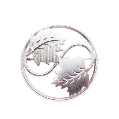 LAMODE 925 Sterling Silver Vintage Maple Leaf Yin Yang Pin Brooch