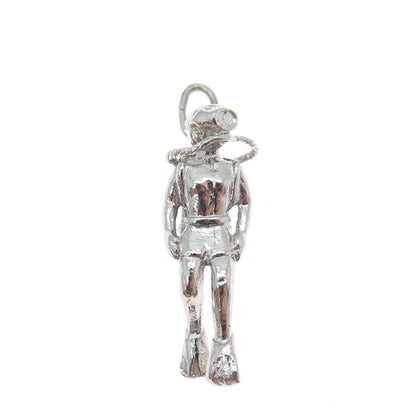925 Sterling Silver Vintage Scuba Diver 3D Charm Pendant