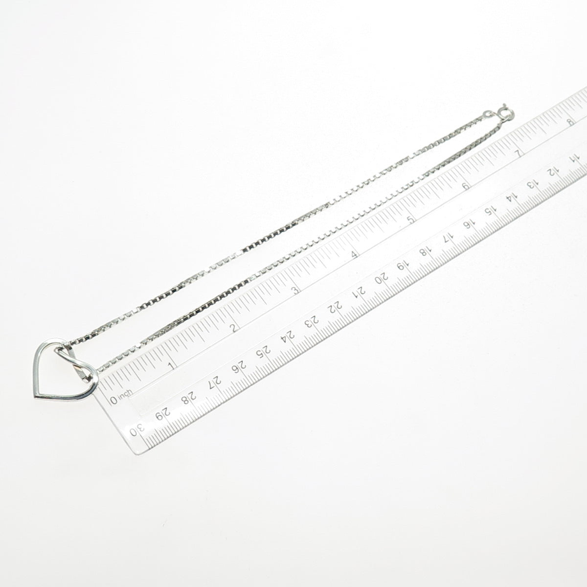 UNOAERRE 925 Sterling Silver Vintage Italy Heart Pendant Box Chain Necklace 14"