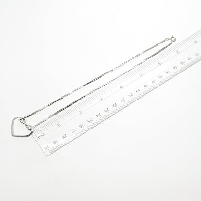 UNOAERRE 925 Sterling Silver Vintage Italy Heart Pendant Box Chain Necklace 14"