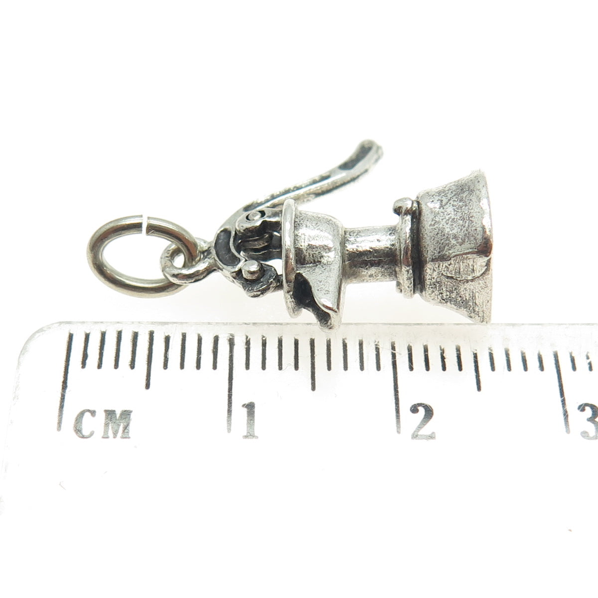 925 Sterling Silver Antique Art Deco Water Pump Minimalist Oxidized Pendant