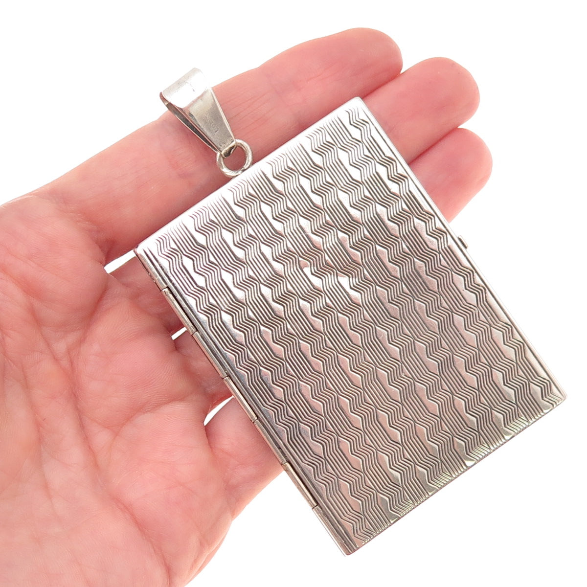 800 Silver Antique Art Deco Italy Picture Frame Case Large Pendant