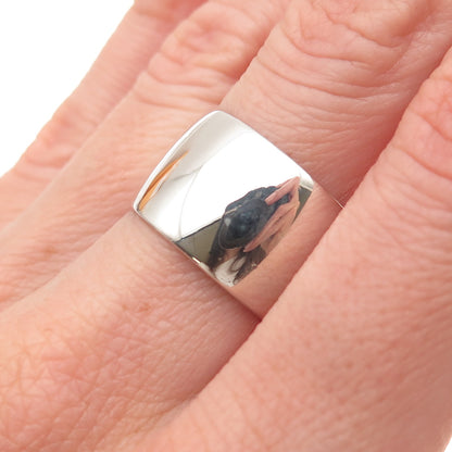 925 Sterling Silver Vintage Wide Cigar Band Ring Size 8
