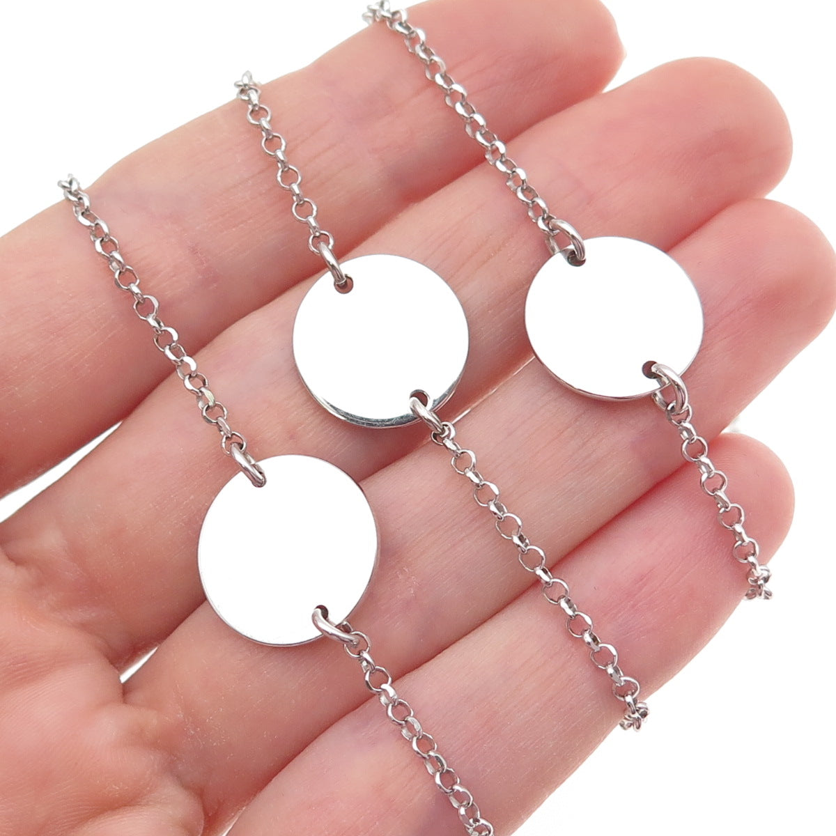 925 Sterling Silver Italy Disc by The Yard Cable Chain Necklace 36"