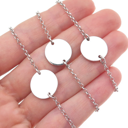 925 Sterling Silver Italy Disc by The Yard Cable Chain Necklace 36"