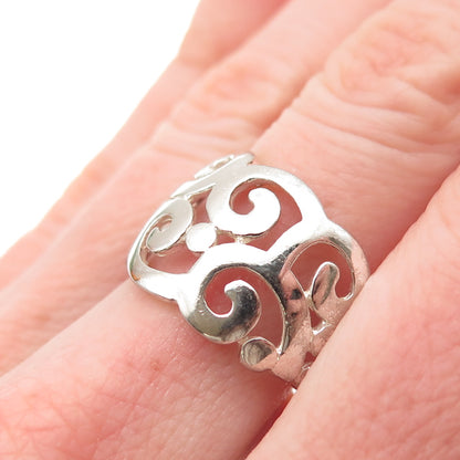 925 Sterling Silver Vintage Swirl Ring Size 8