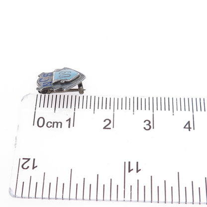 BASTIAN BROTHERS 925 Sterling Silver Antique 1909 Enamel NCS College Pin Brooch