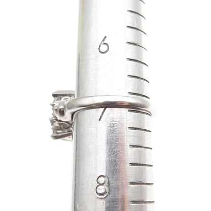 Chuck Clemency 925 Sterling Vintage Real Green Amethyst White Topaz Ring Size 7