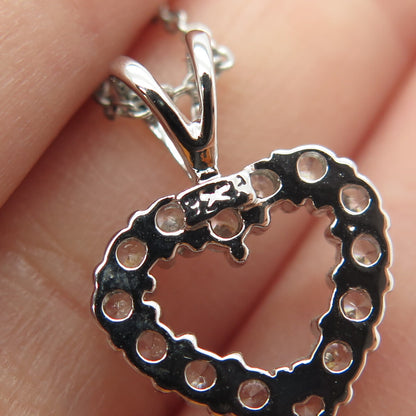 925 Sterling Silver Italy Round-Cut C Z Heart Cable Chain Necklace 16"