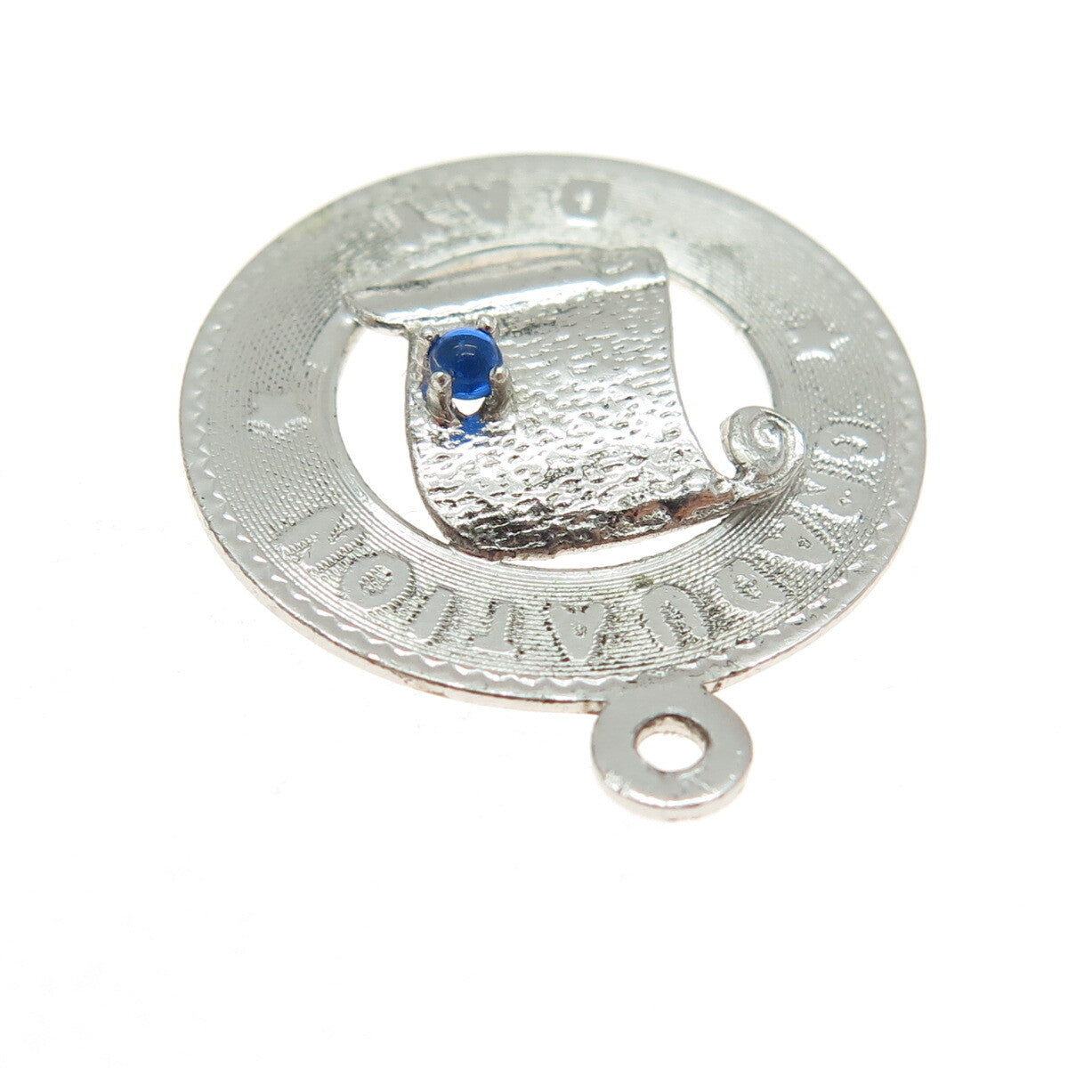 MARC MERCY 925 Sterling Silver Vintage Glass "Graduation Day" Diploma Pendant